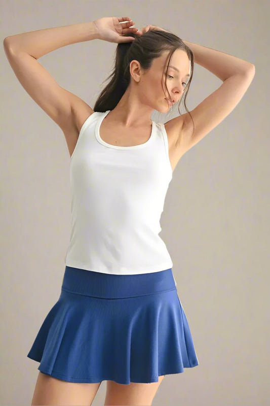 Mono B - Rib Knit Active Tank Top in White