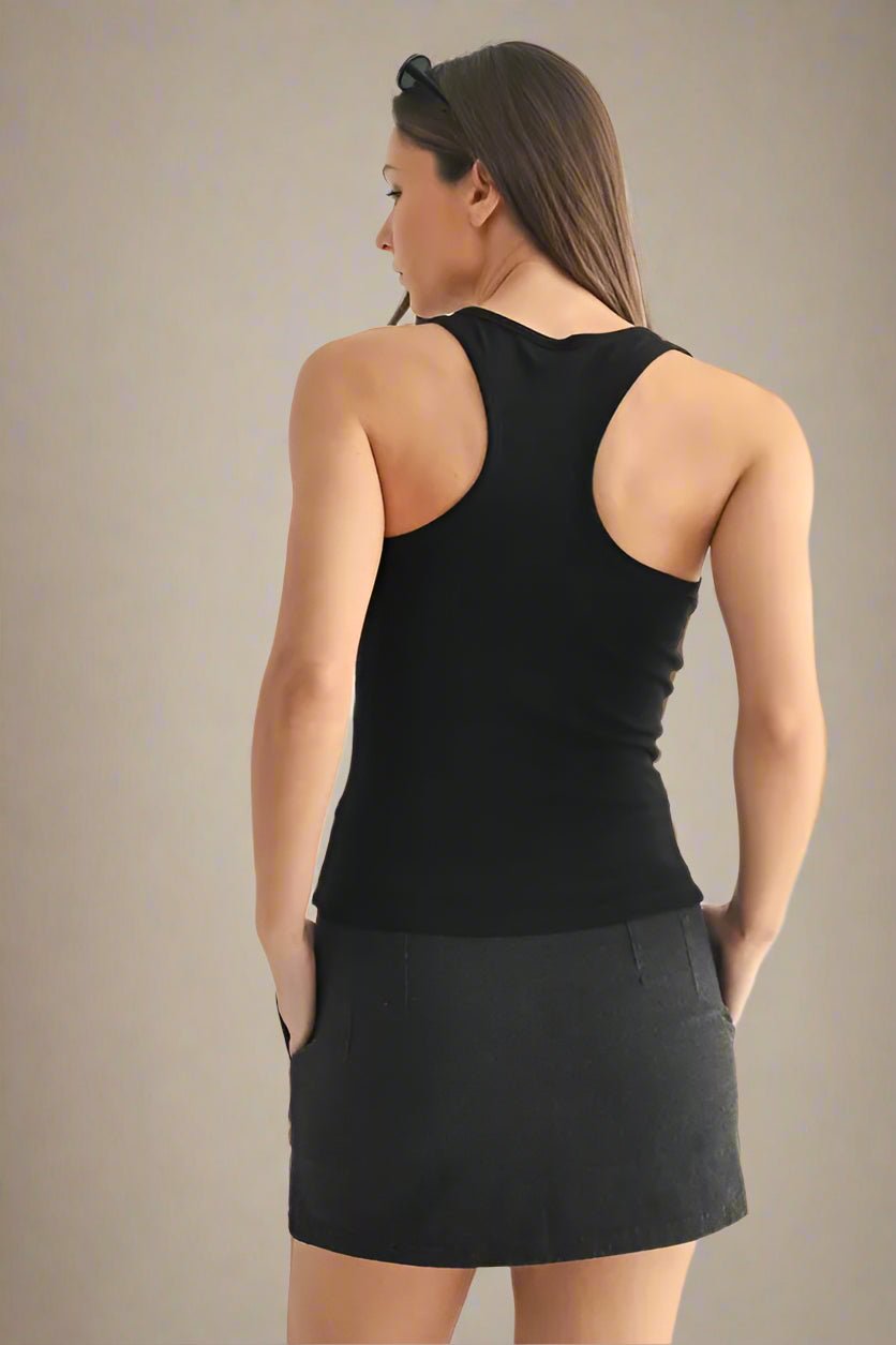 Mono B - Slim Fit Scoop Neck Tank - Black