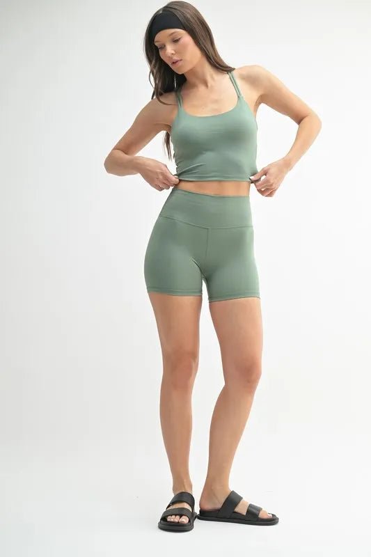 Mono B - Strappy Back Cropped Active Tank – Soft Moss
