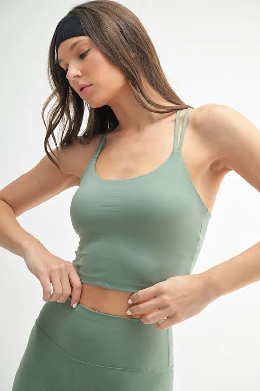 Mono B - Strappy Back Cropped Active Tank – Soft Moss