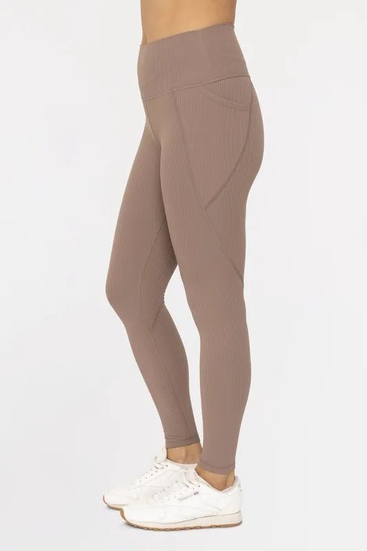 Mono B - Textured High Waist Leggings – Dusty Cocoa