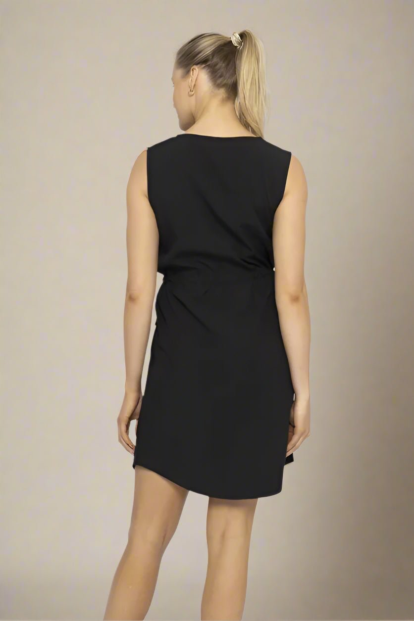 Mono B - Utility Pocket Tie - Waist Mini Dress – Black