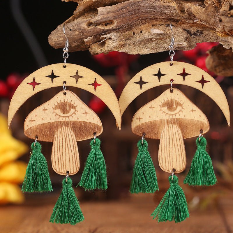 Moon & Mushroom Tassel EarringsEarringsBeach Rose Co.