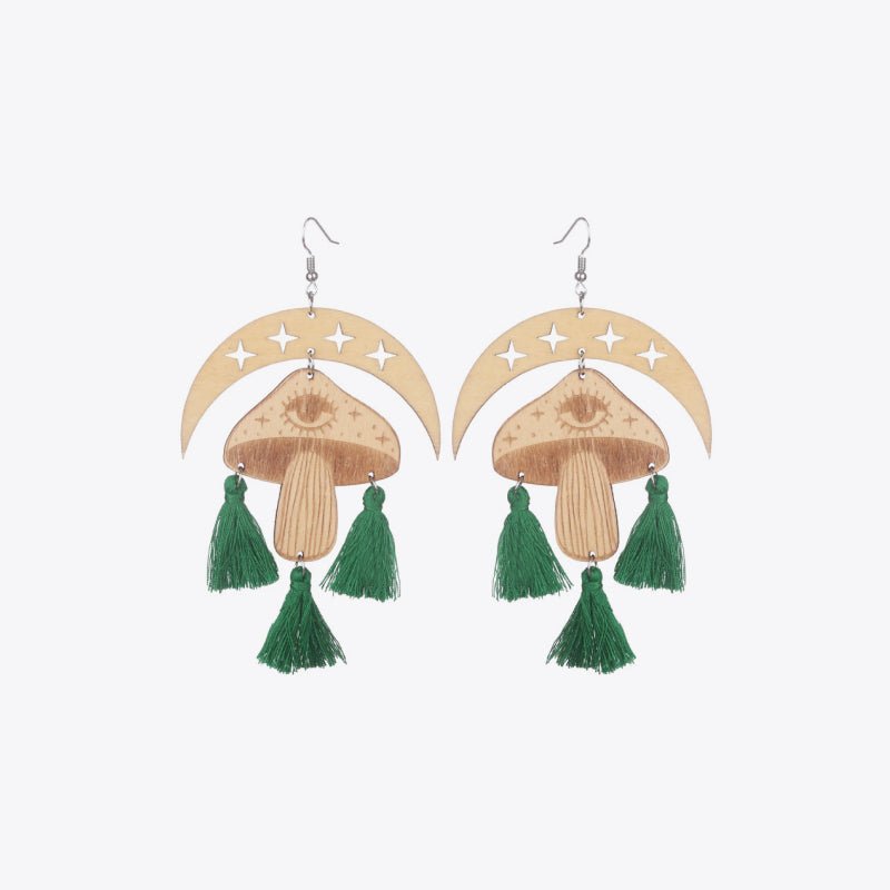 Moon & Mushroom Tassel EarringsEarringsBeach Rose Co.