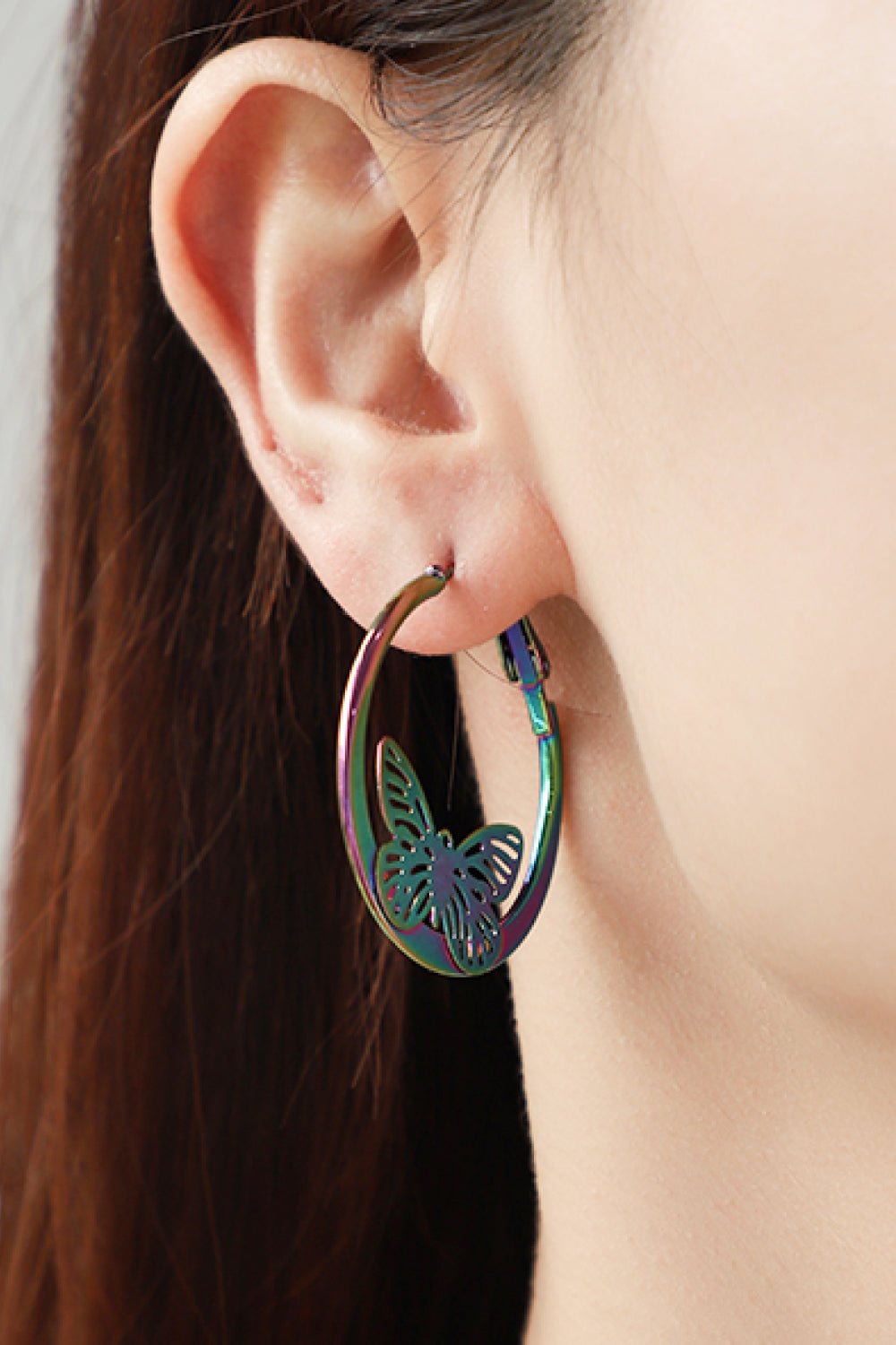 Multicolored Butterfly Hoop EarringsEarringsBeach Rose Co.