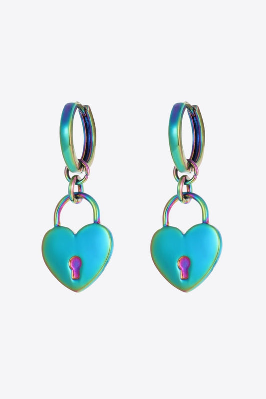 Multicolored Heart Padlock Drop EarringsEarringsBeach Rose Co.