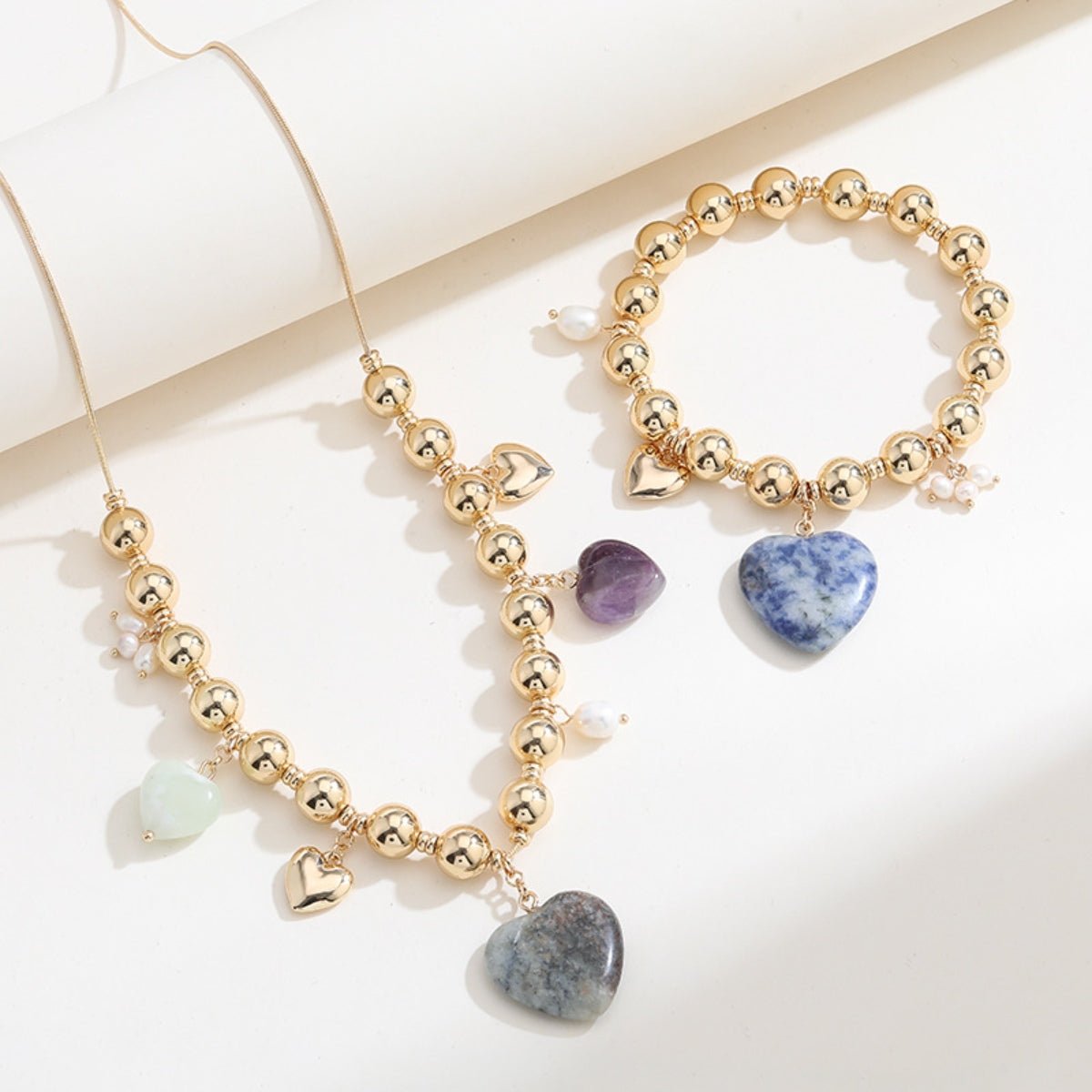 Natural Stone & Gold Heart NecklaceNecklaceBeach Rose Co.