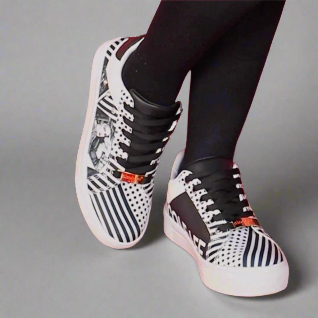 Nicole Lee USA - Black Printed Vegan Leather Lace Up Sneaker