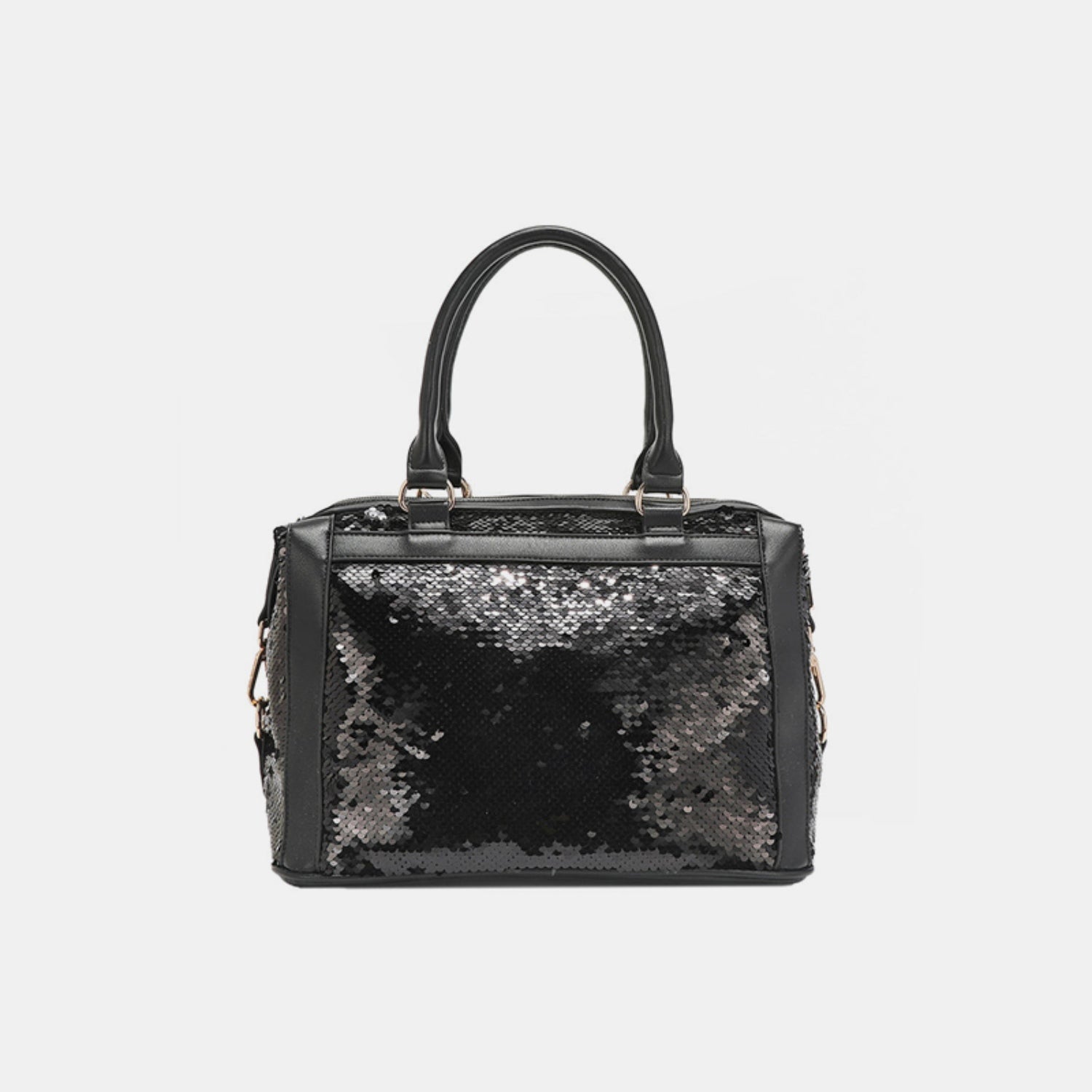 Nicole Lee USA - Black Vegan Leather Sequin Patch Boston Bag