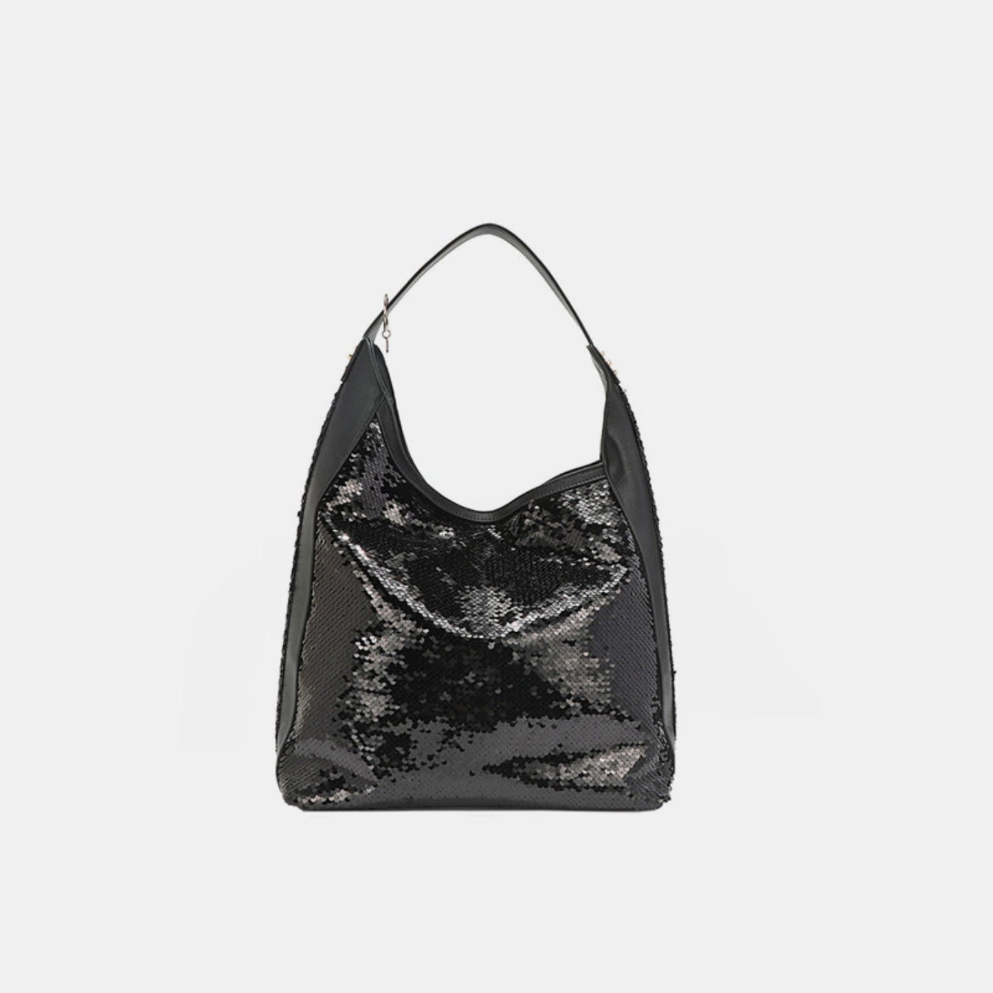 Nicole Lee USA - Black Vegan Leather Sequin Patch Hobo Bag