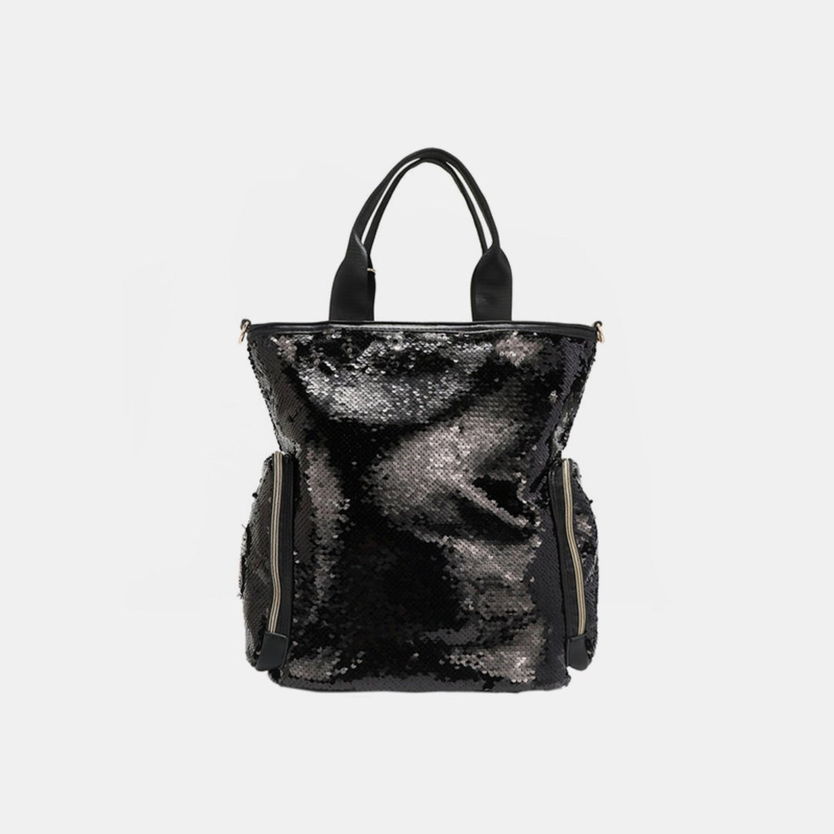 Nicole Lee USA - Black Vegan Leather Sequin Patch Tote Bag