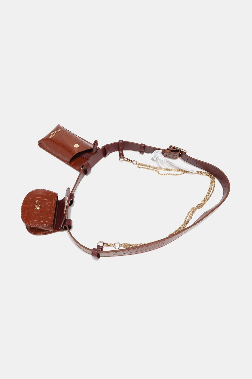 Nicole Lee USA - Croc Texture Vegan Leather Belt Bags with Chain Detail