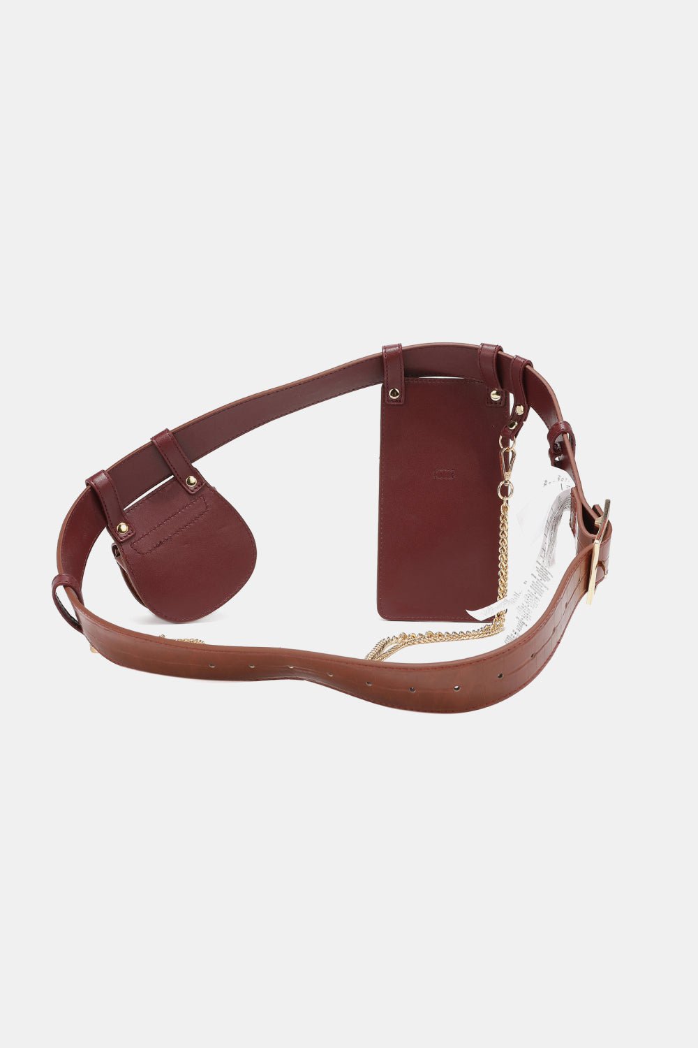 Nicole Lee USA - Croc Texture Vegan Leather Belt Bags with Chain Detail