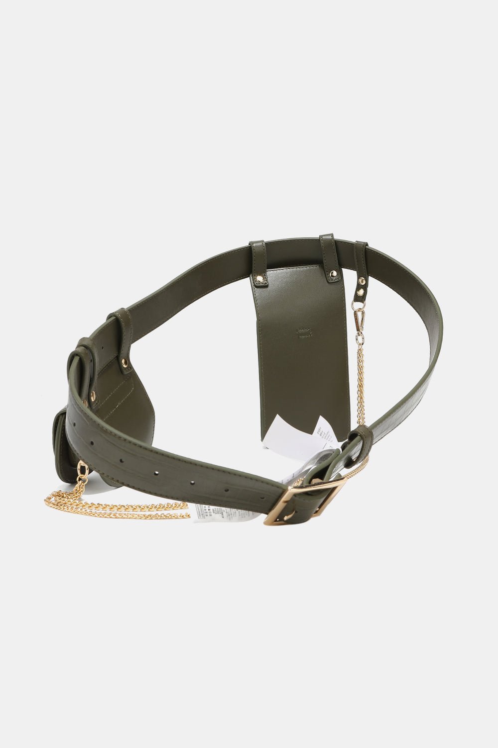 Nicole Lee USA - Croc Texture Vegan Leather Belt Bags with Chain Detail