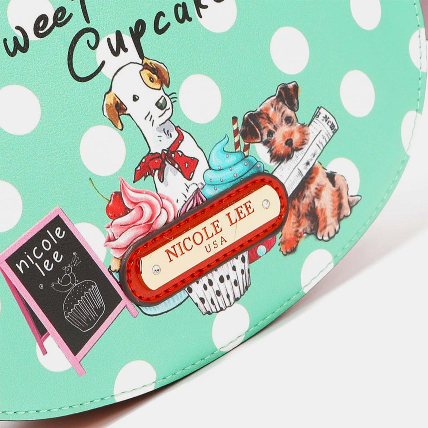 Nicole Lee USA - Cupcake Dog Vegan Leather Polka Dot Shoulder Bag