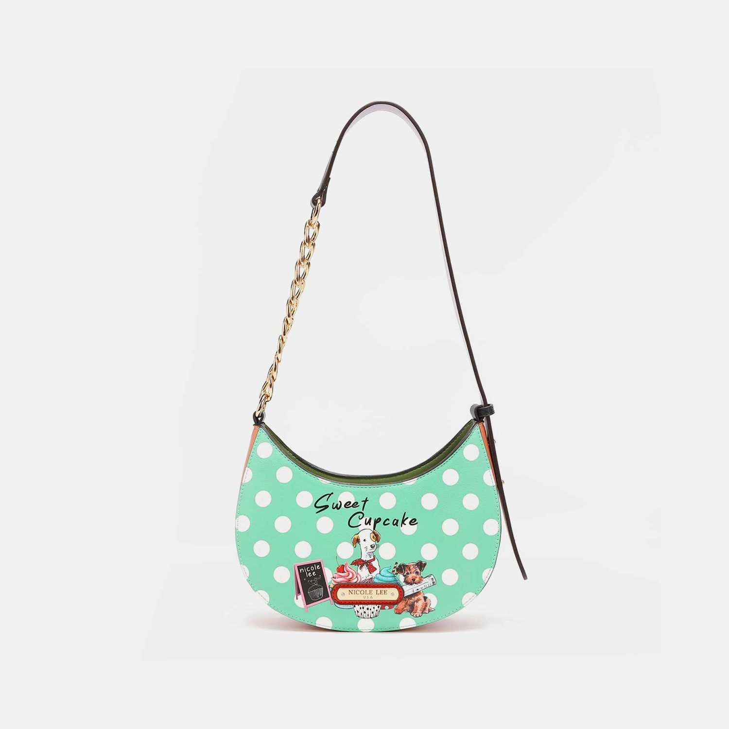 Nicole Lee USA - Cupcake Dog Vegan Leather Polka Dot Shoulder Bag