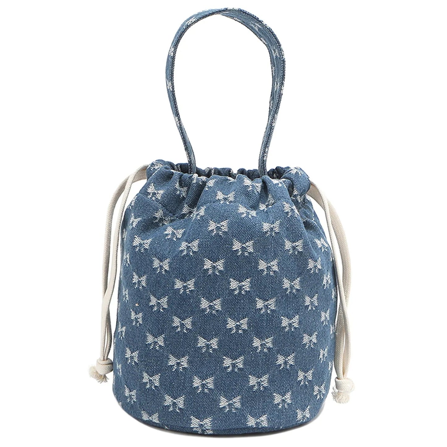 Nicole Lee USA - Denim Heart Eyes Drawstring Bucket Bag