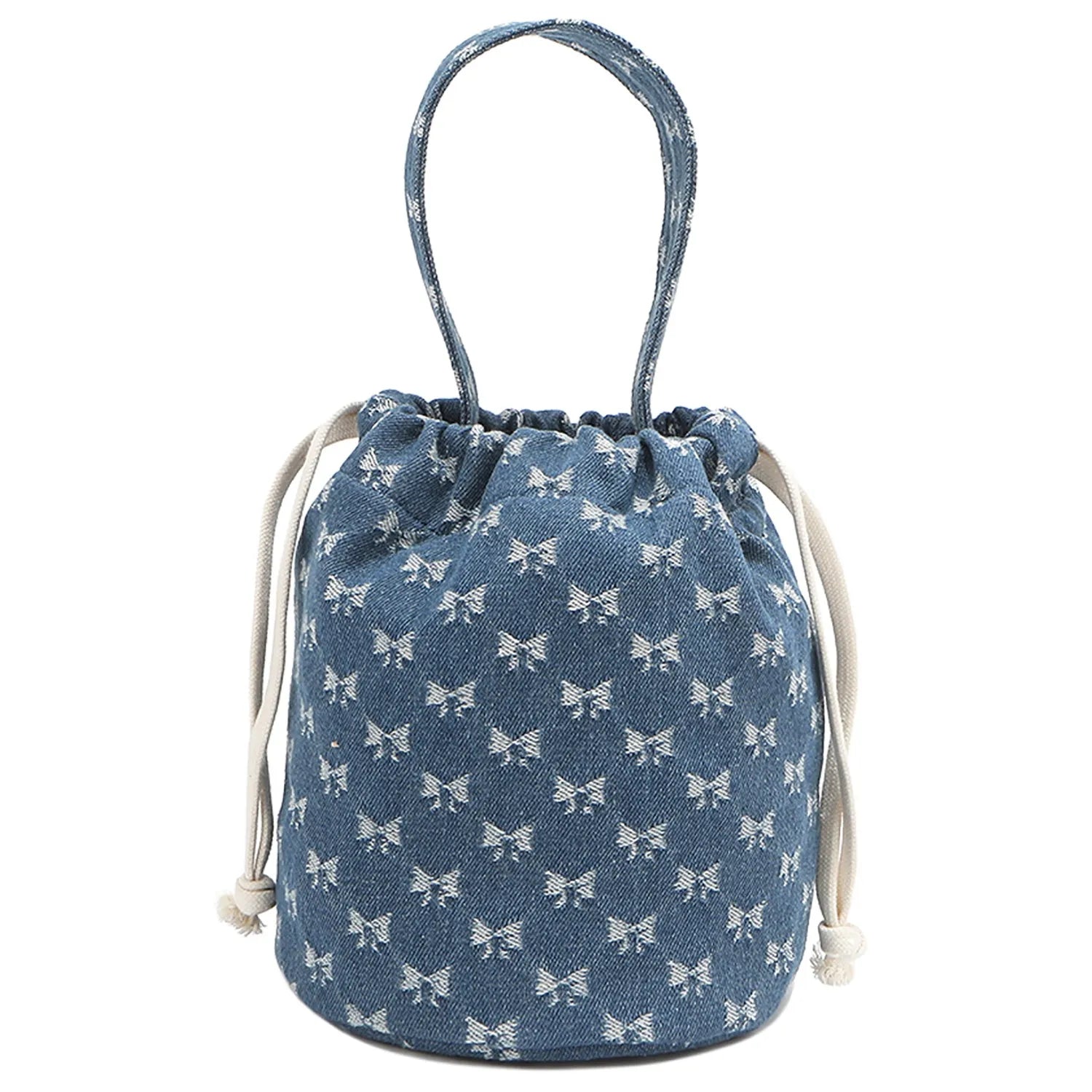 Nicole Lee USA - Denim Heart Eyes Drawstring Bucket Bag