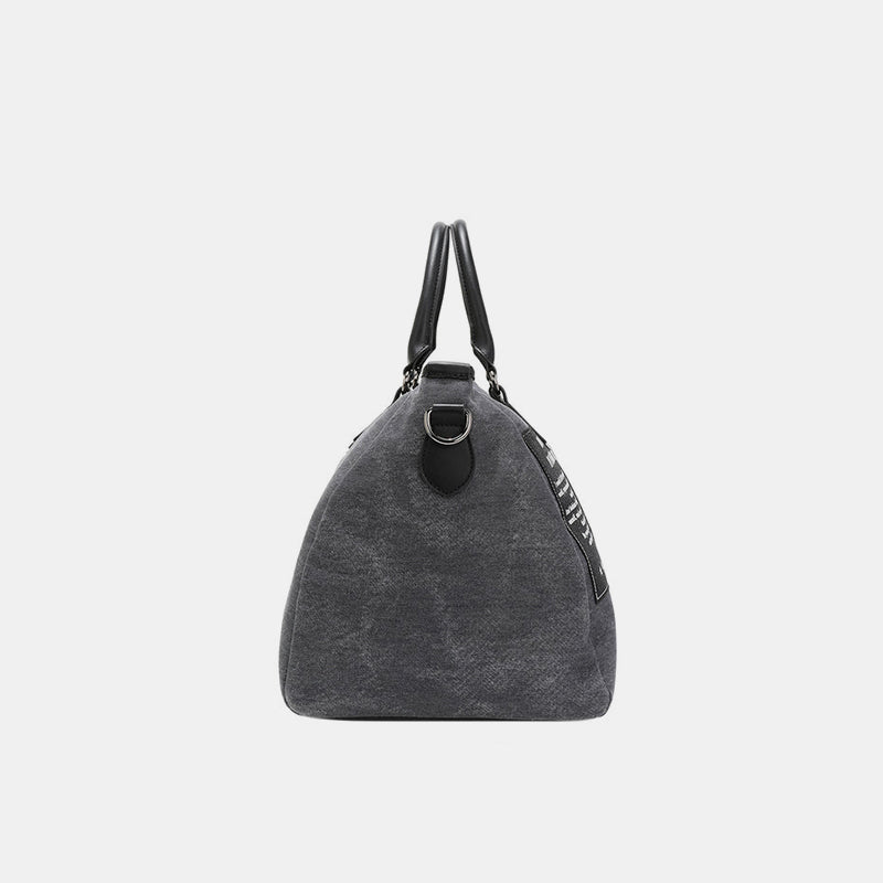 Nicole Lee USA - Gray Denim Patch Duffel Bag