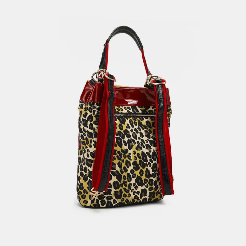 Nicole Lee USA - Leopard Print Nylon Bucket Backpack