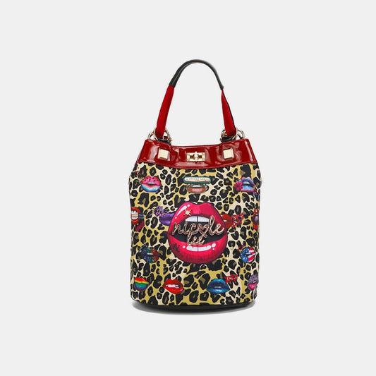 Nicole Lee USA - Leopard Print Nylon Bucket Backpack