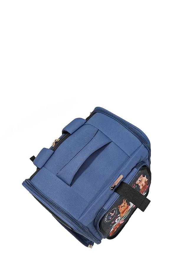 Nicole Lee USA - Navy Pet Carrier Backpack with Cute Dog & Cat Print