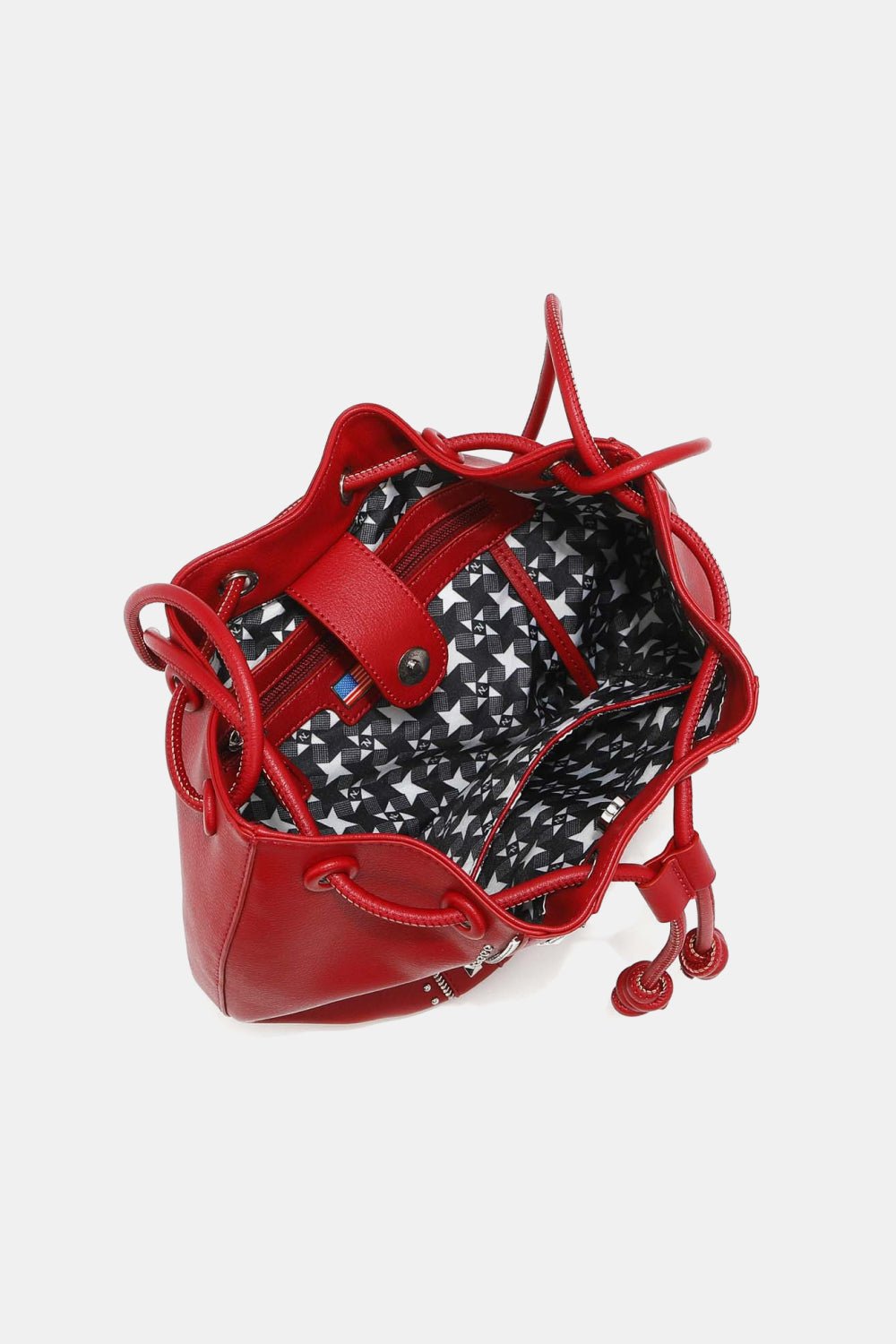 Nicole Lee USA - Pebbled Vegan Leather Amy Studded Bucket Bag