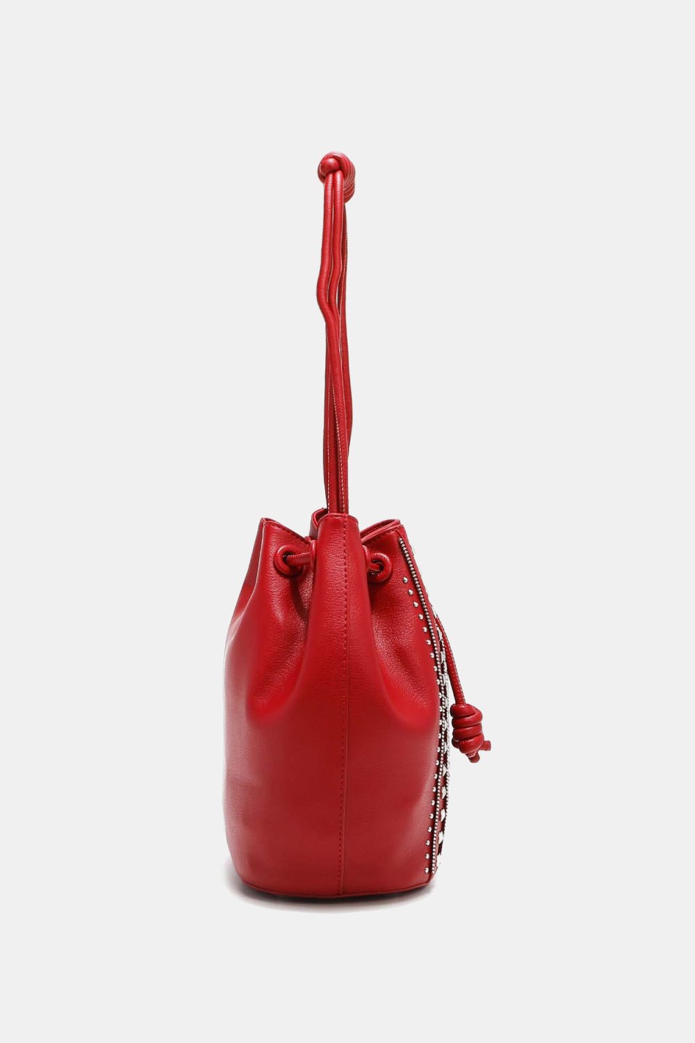 Nicole Lee USA - Pebbled Vegan Leather Amy Studded Bucket Bag