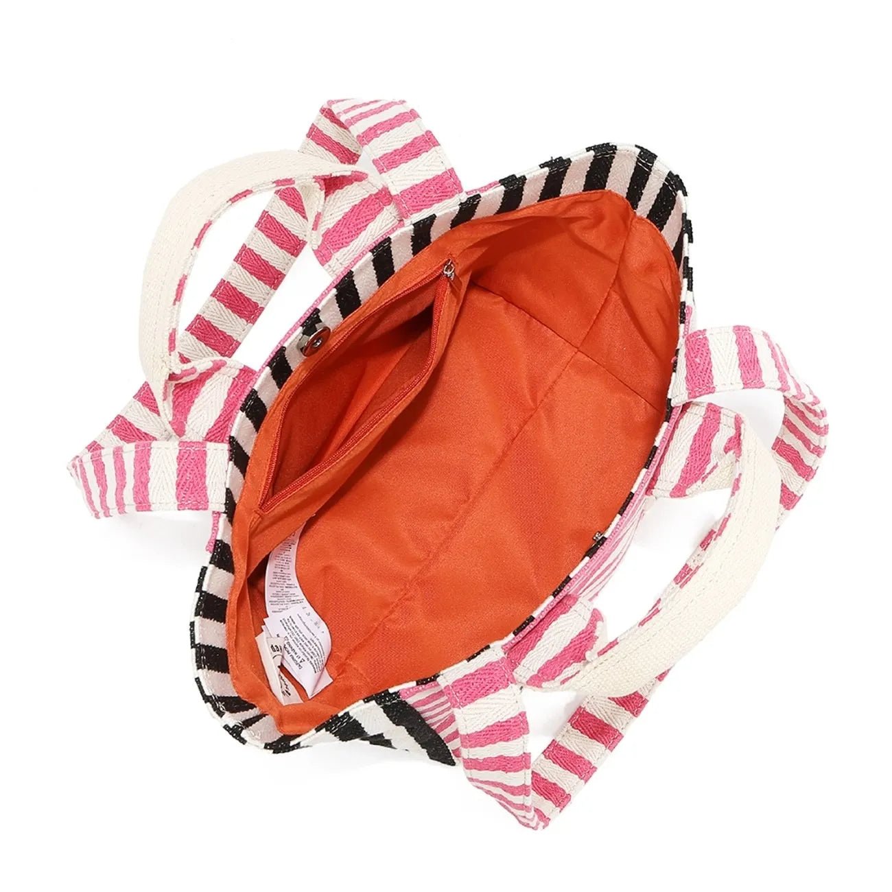 Nicole Lee USA - Striped Canvas Tote Bag with Logo Straps