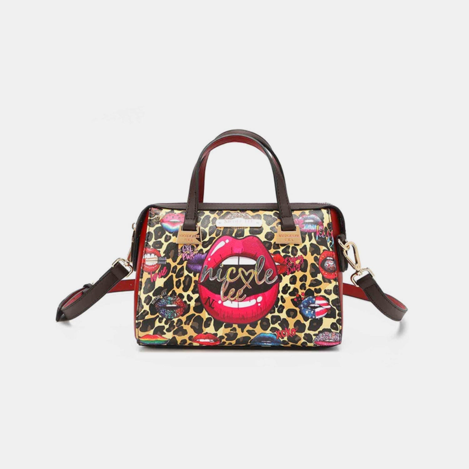 Nicole Lee USA - Three - Piece Vegan Leather Wild Lips Print Handbag Set