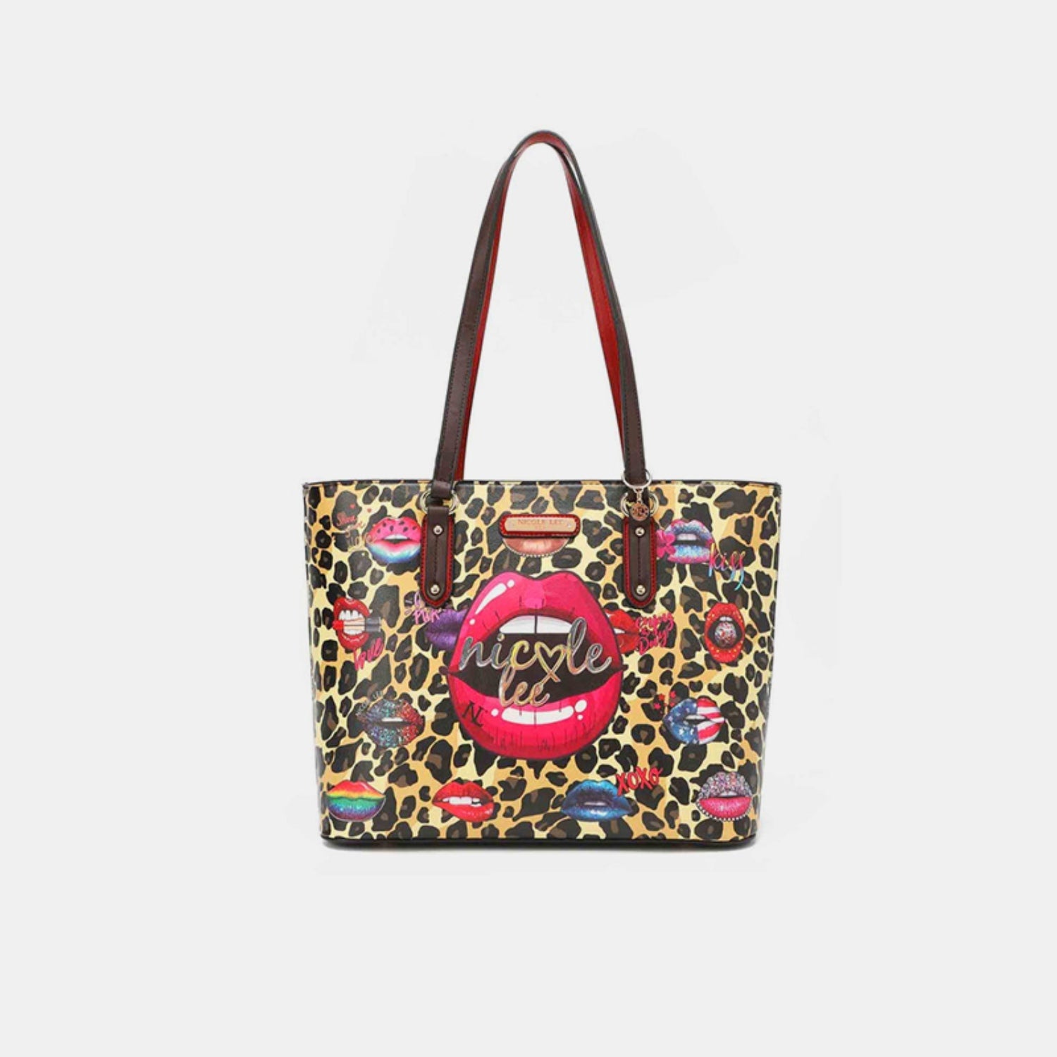 Nicole Lee USA - Three - Piece Vegan Leather Wild Lips Print Handbag Set