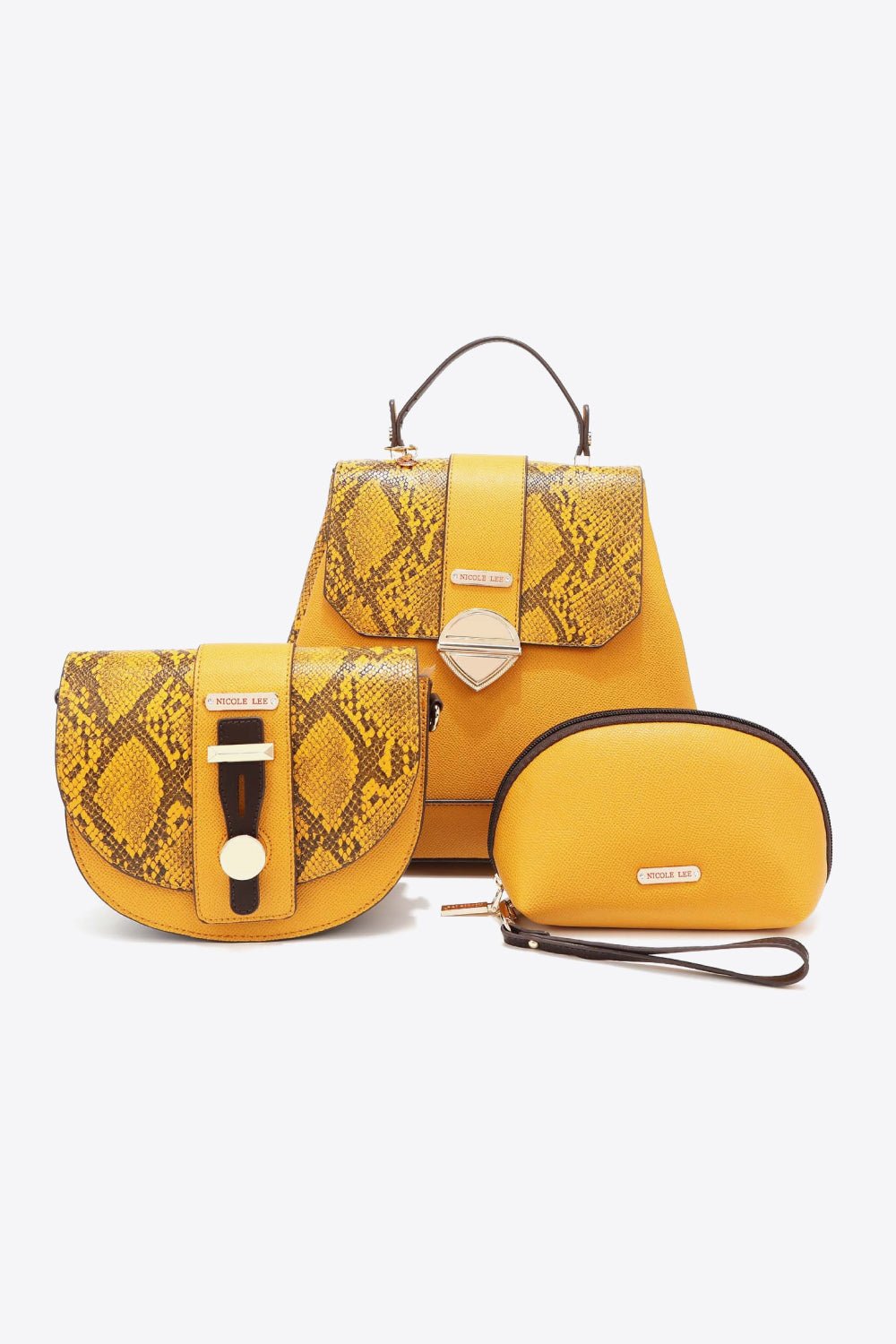 Nicole Lee USA - Vegan Leather Python Print 3 - Piece Bag Set