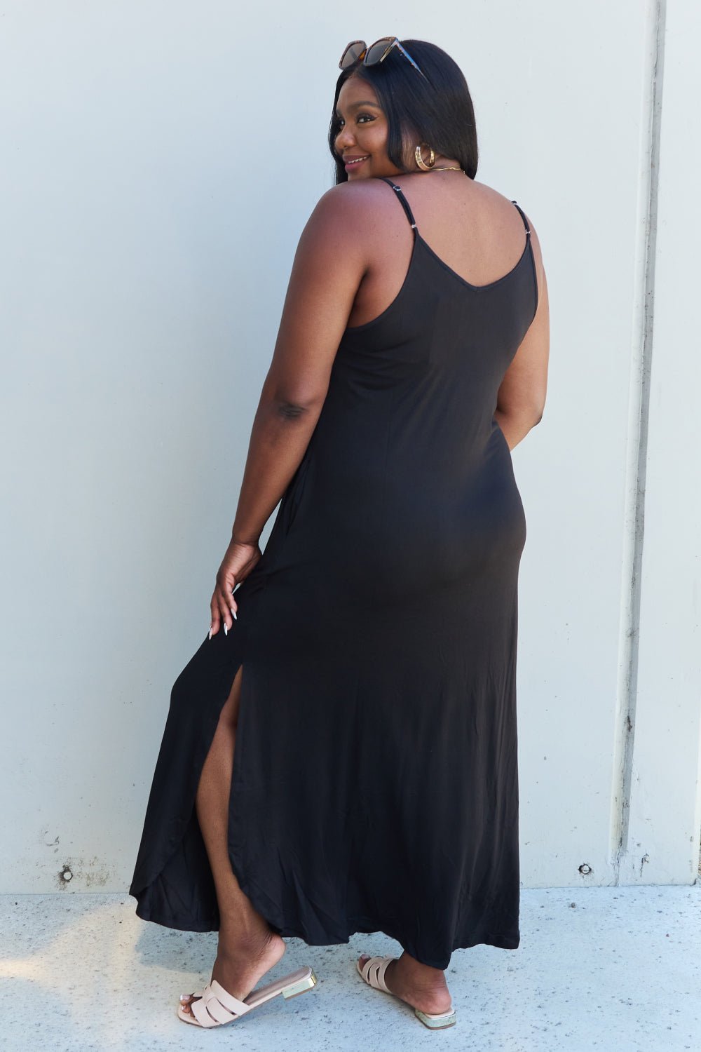 Ninexis - Cami Side Slit Maxi Dress in Black