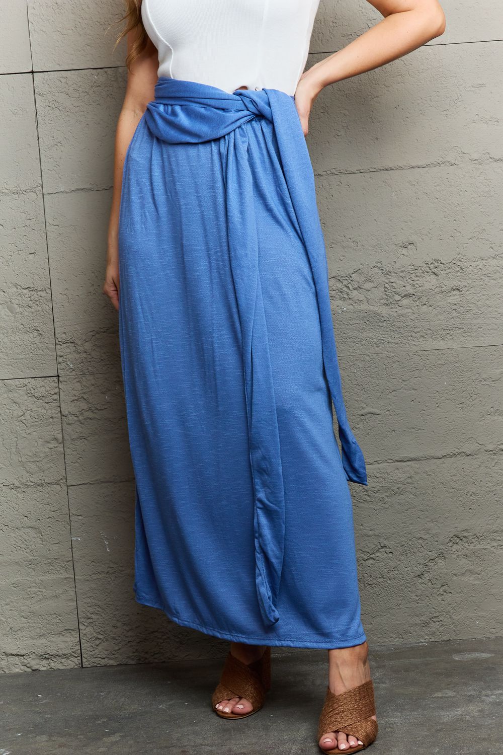 Ninexis - Criss Cross Halter Neck Maxi Dress in Blue