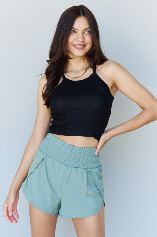 Ninexis - Cropped Rib Knit Tank Top in Black