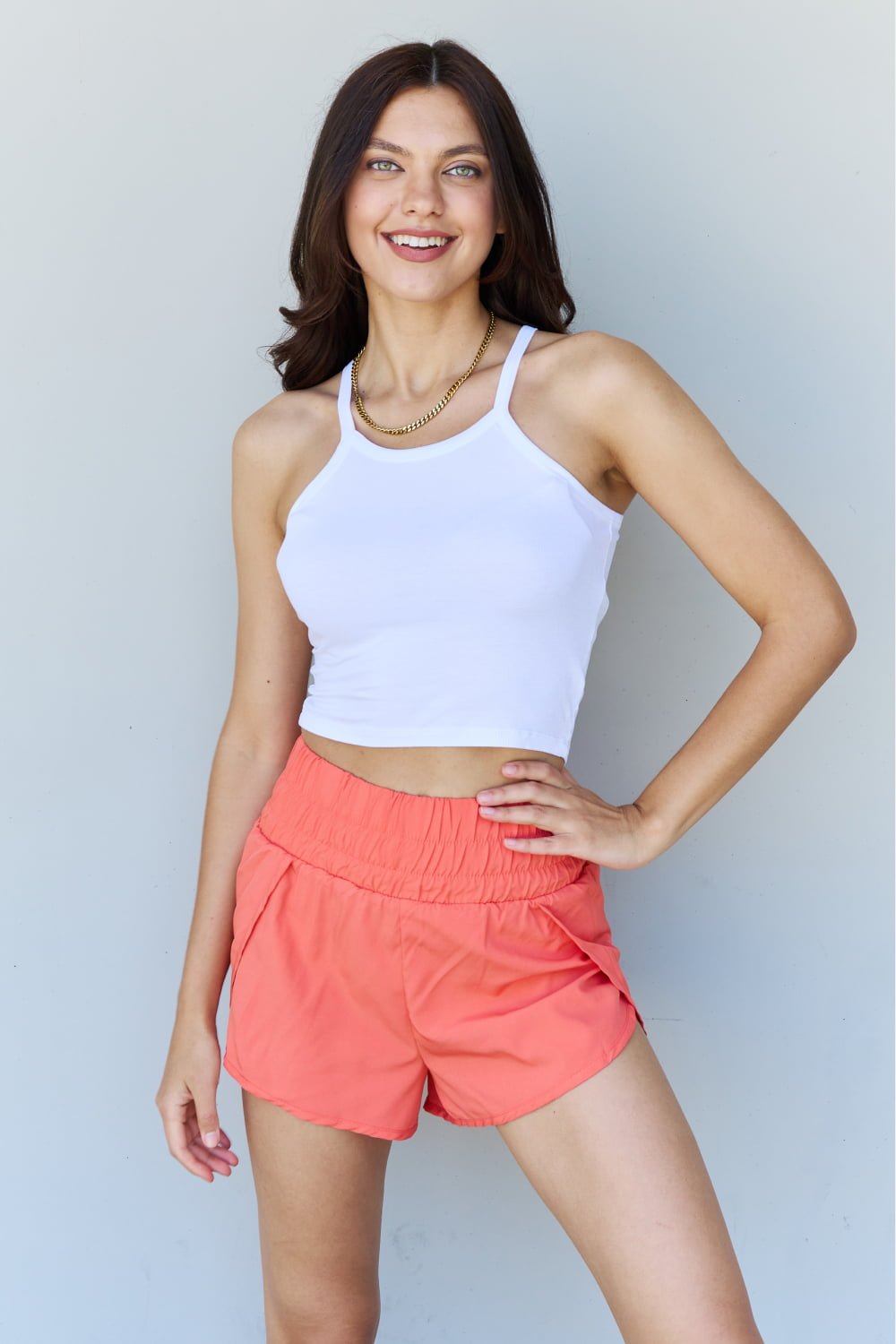 Ninexis - Cropped Rib Knit Tank Top in Off - White