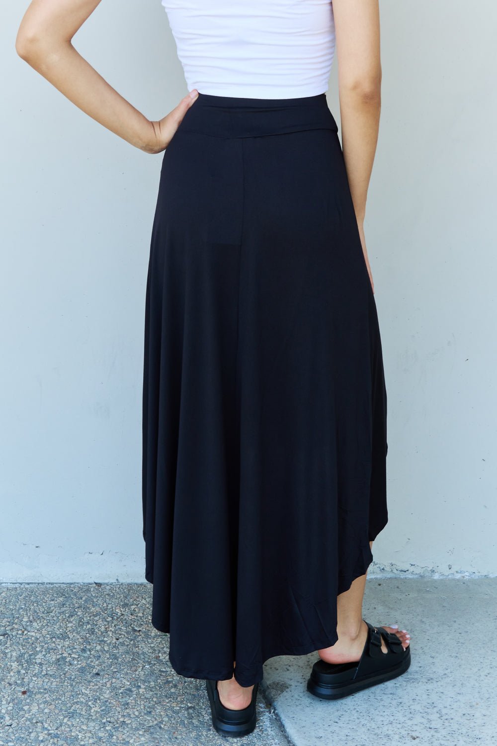 Ninexis - High Waisted High - Low Hem Maxi Skirt in Black