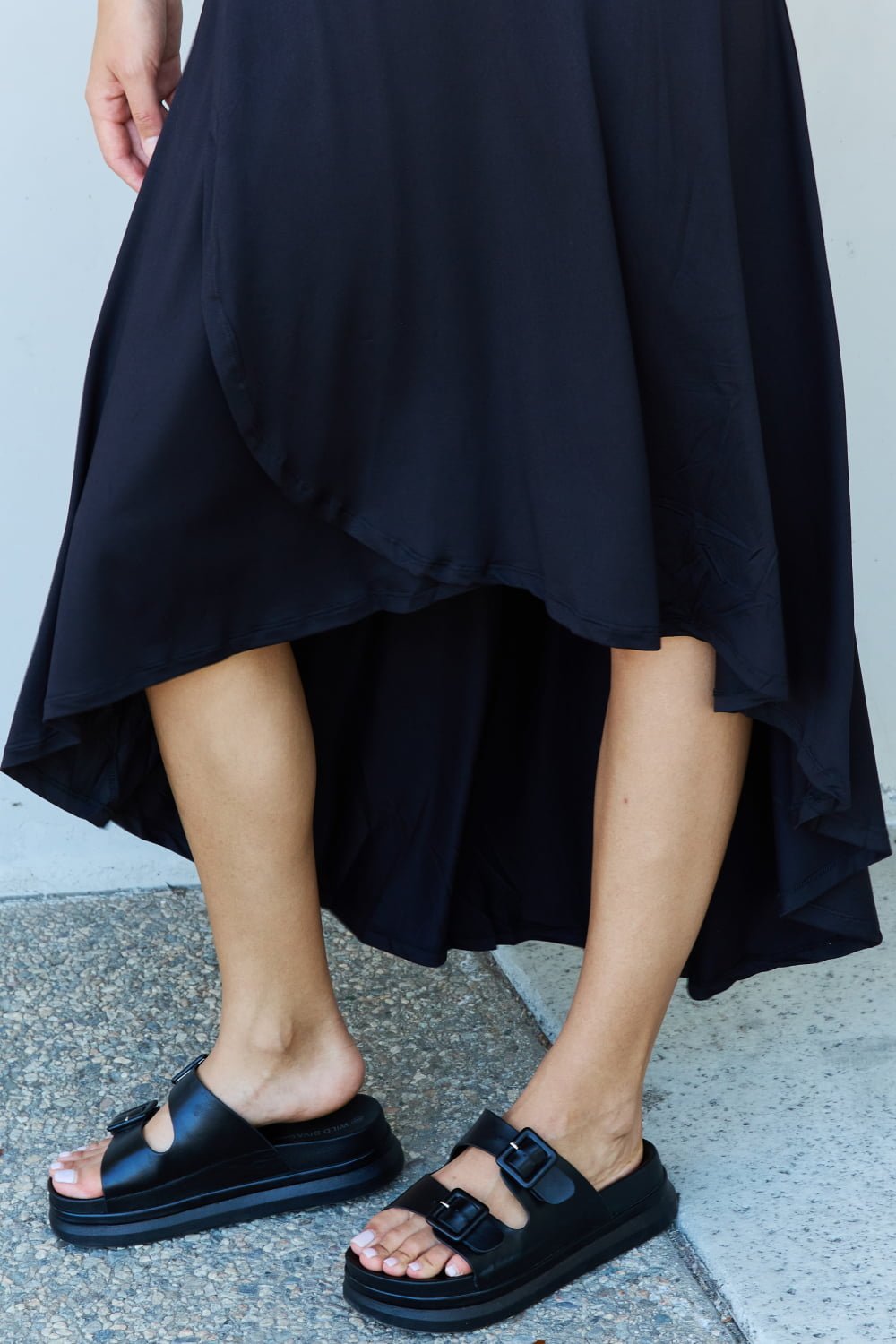 Ninexis - High Waisted High - Low Hem Maxi Skirt in Black