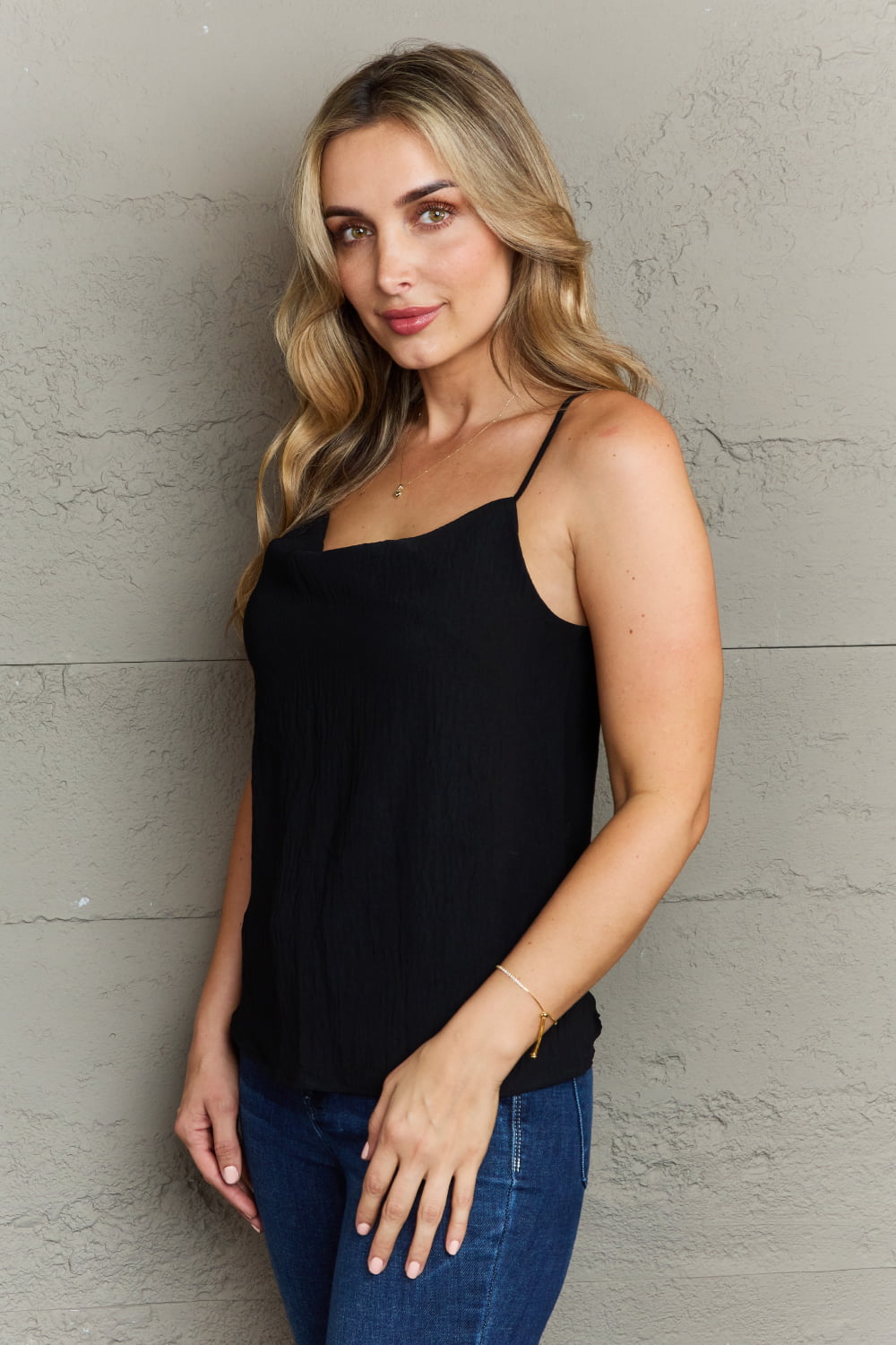 Ninexis - Loose Fit Cowl Neck Cami in Black