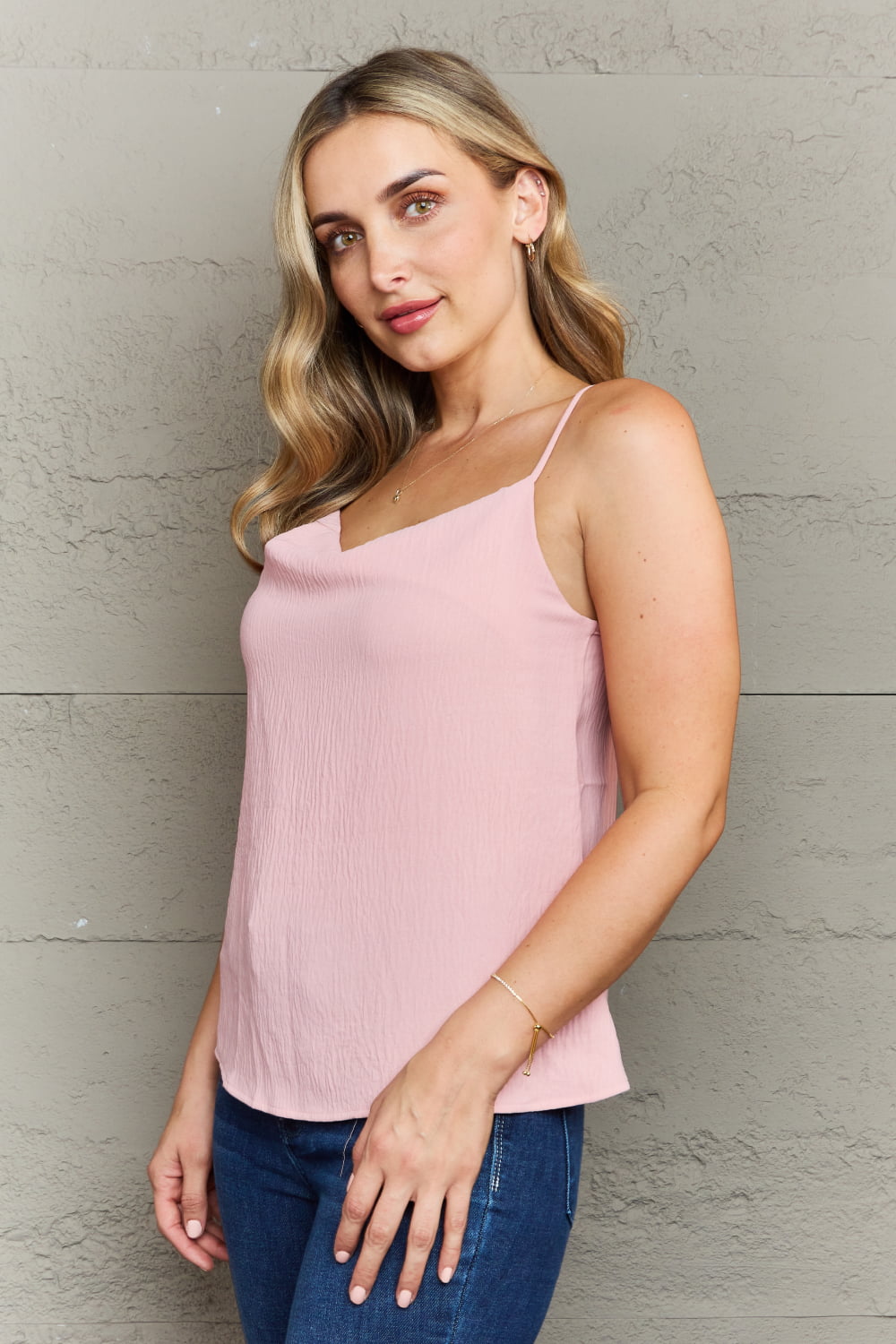 Ninexis - Loose Fit Cowl Neck Cami in Blush Pink