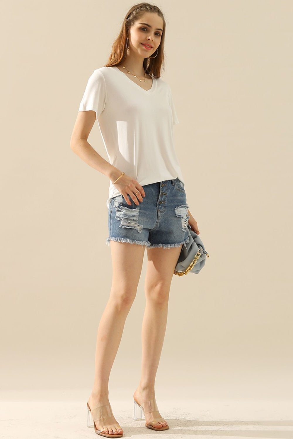 Ninexis - V - Neck Short Sleeve T-Shirt