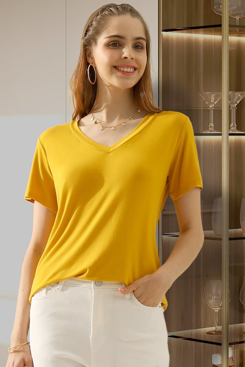 Ninexis - V - Neck Short Sleeve T-Shirt