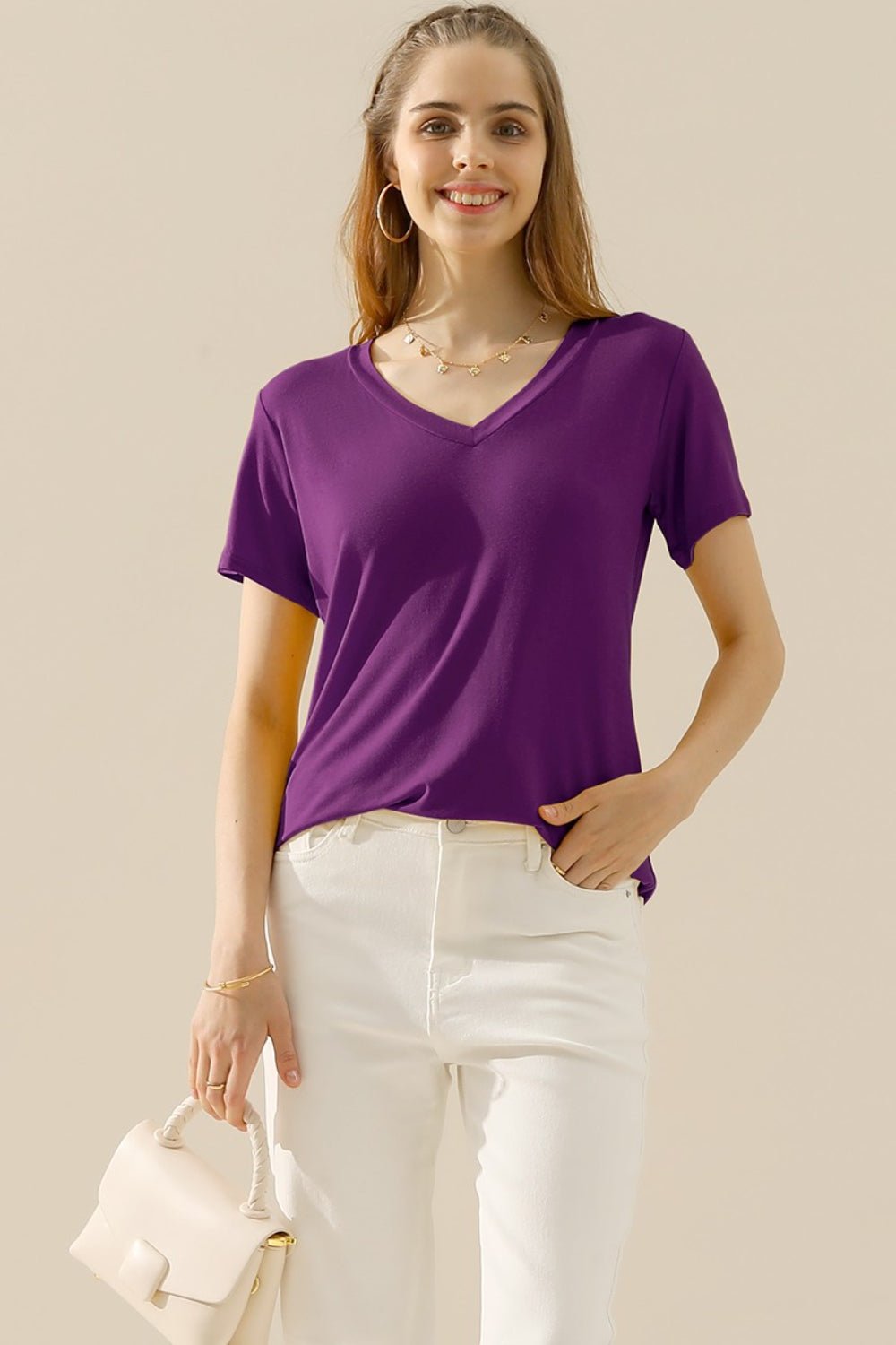 Ninexis - V - Neck Short Sleeve T-Shirt