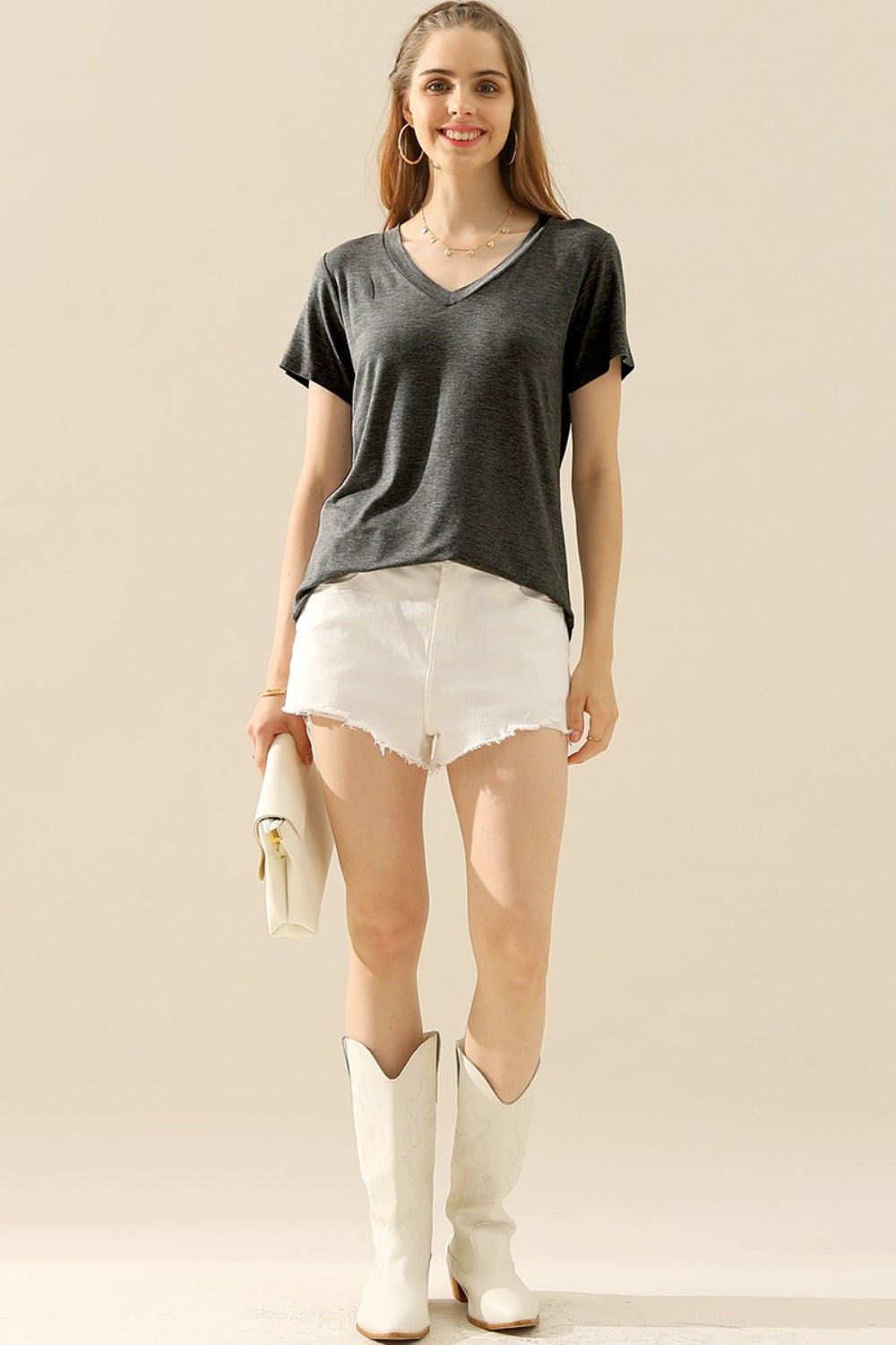 Ninexis - V - Neck Short Sleeve T-Shirt