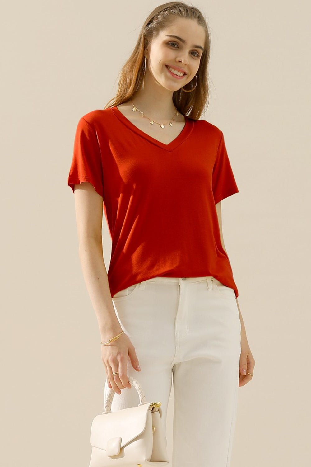 Ninexis - V - Neck Short Sleeve T-Shirt