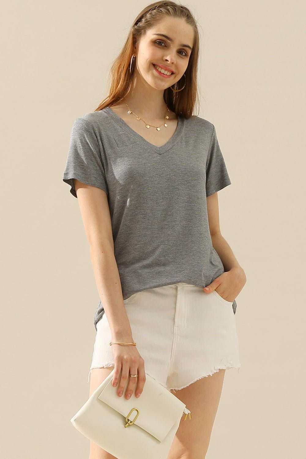 Ninexis - V - Neck Short Sleeve T-Shirt