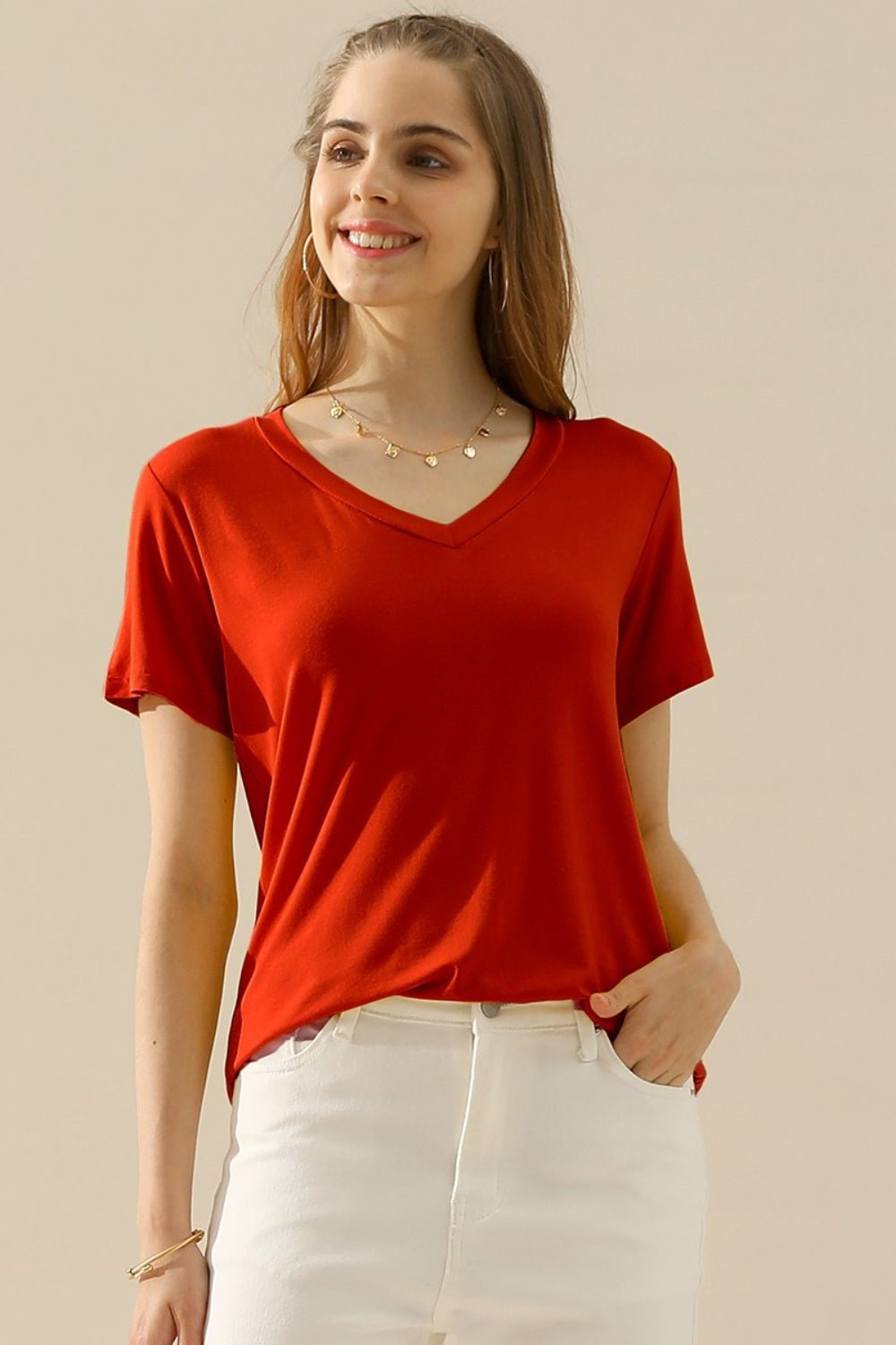 Ninexis - V - Neck Short Sleeve T-Shirt