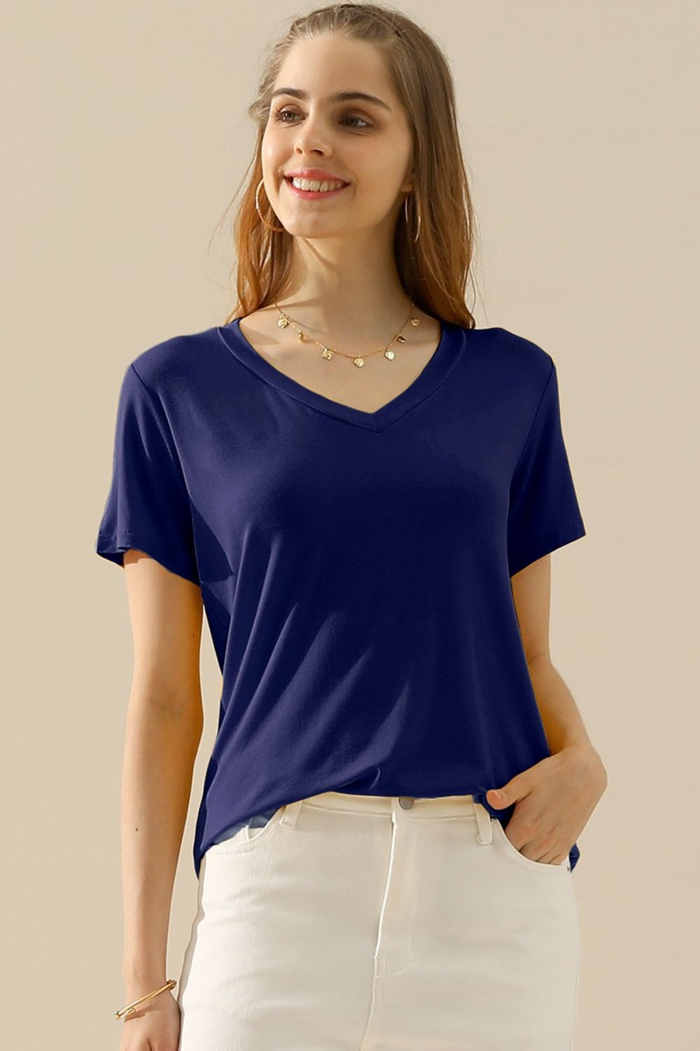 Ninexis - V - Neck Short Sleeve T-Shirt