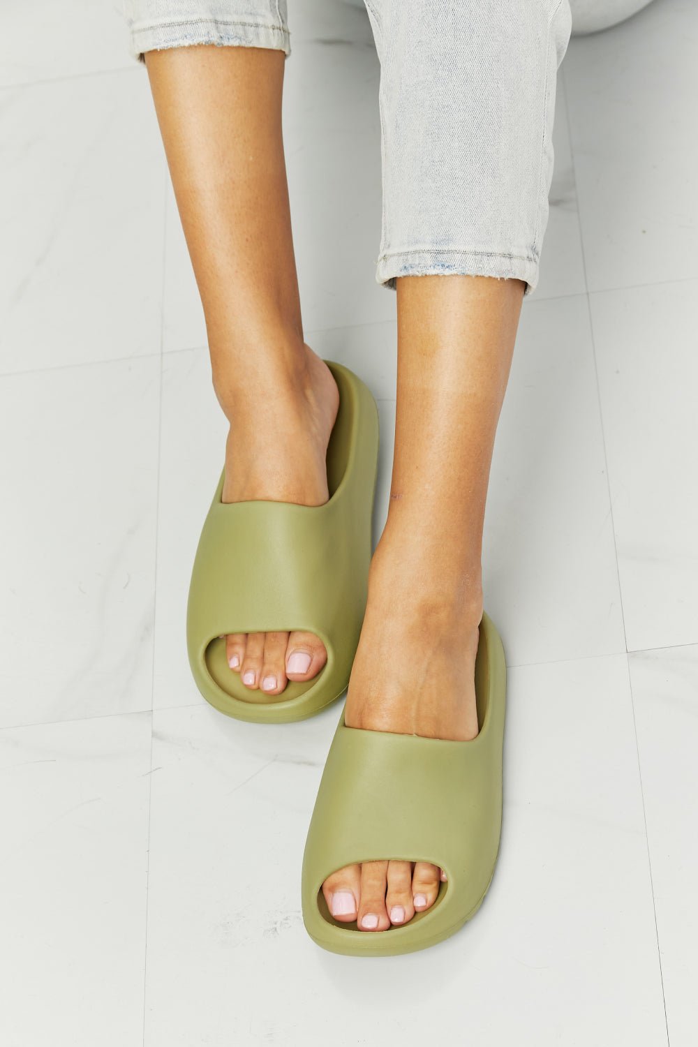 NOOK JOI - Open Toe Rubber Slide Sandals in Sage