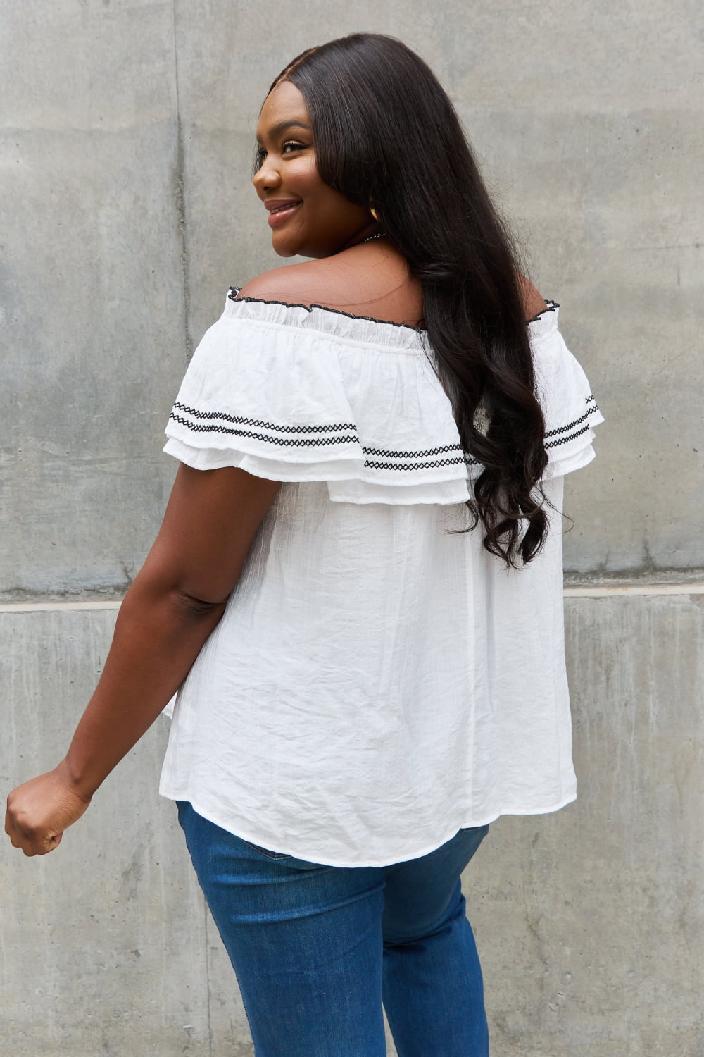 ODDI - Off - Shoulder Ruffle Blouse in Off - White